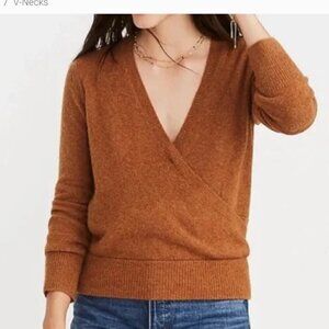 Madewell Merino Wool Alpaca Blend Wrap Front Pullover Sweater Size XS EUC
